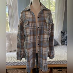 Women’s Long Lightweight Plaid Jacket | Size XL